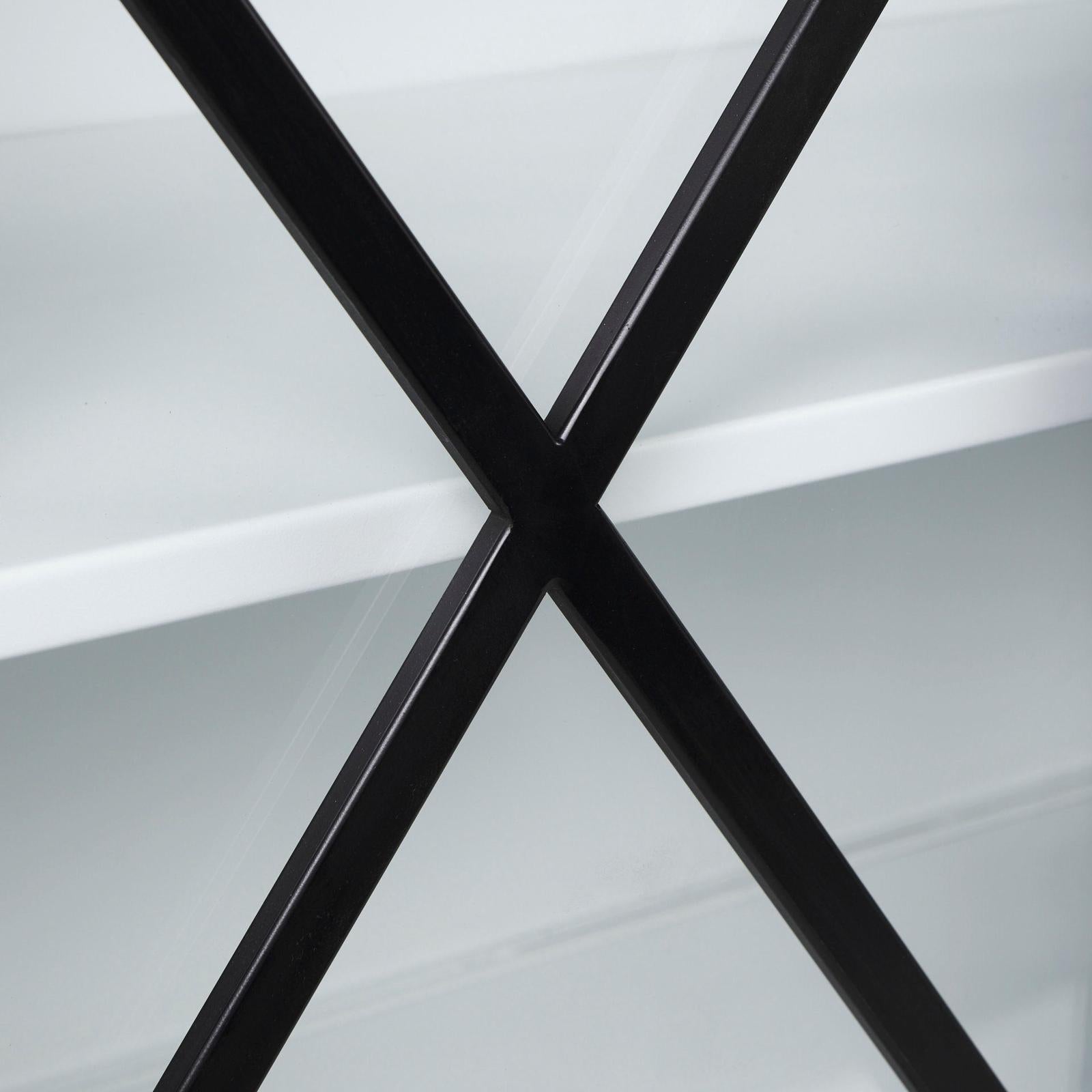 Mercana Aurelia Black and White Metal Four Door Glass Cabinet Buffet Clearance