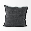 Mercana Malia Black and Teal Fabric Fringed Decorative Pillow Cover