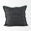 Mercana Malia Black and Teal Fabric Fringed Decorative Pillow Cover