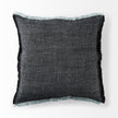 Mercana Malia Black and Teal Fabric Fringed Decorative Pillow Cover