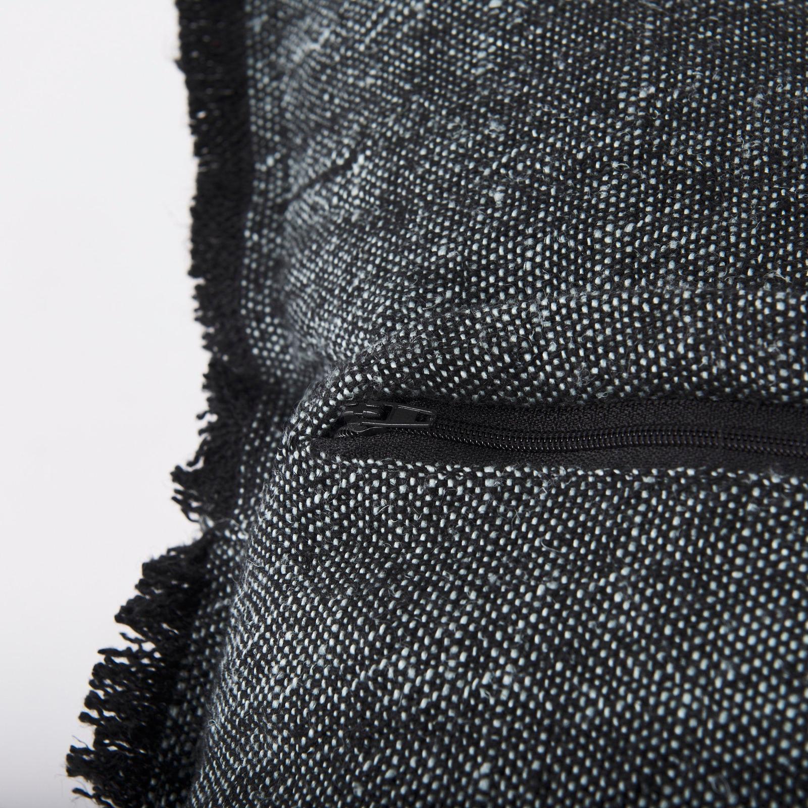 Mercana Malia Black and Teal Fabric Fringed Decorative Pillow Cover