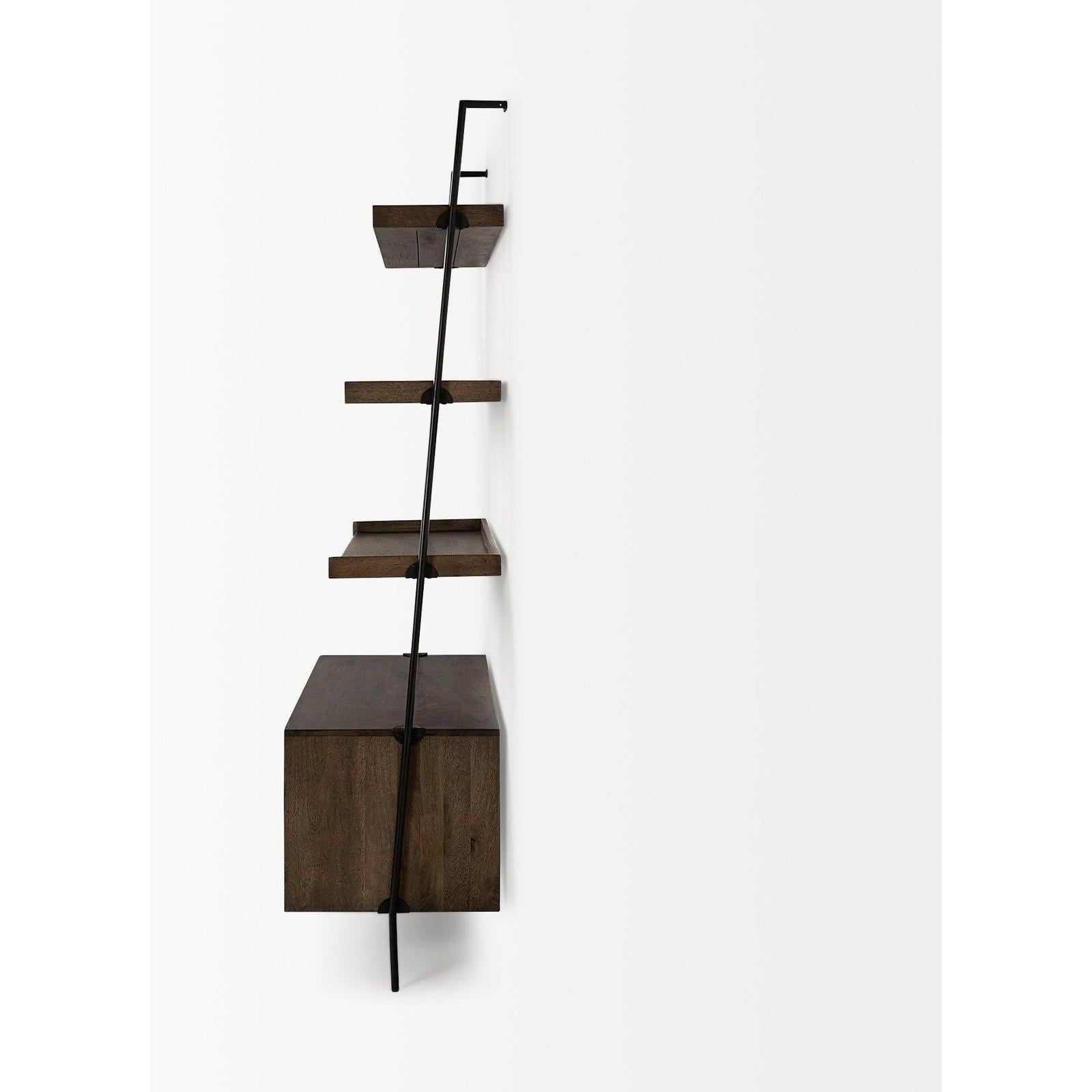 Mercana Grace Two-Toned Brown Wood Three Shelf Shelving Unit