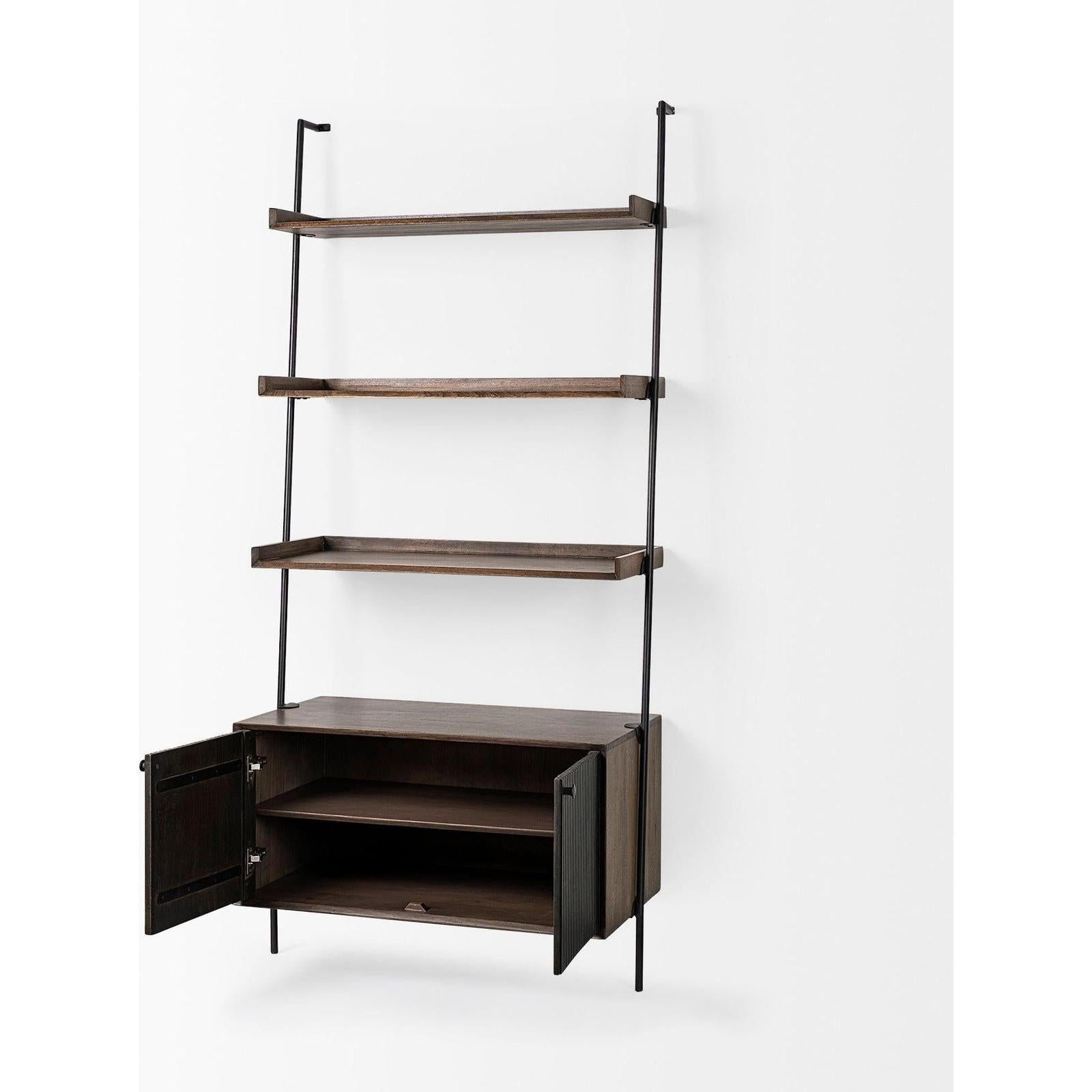 Mercana Grace Two-Toned Brown Wood Three Shelf Shelving Unit