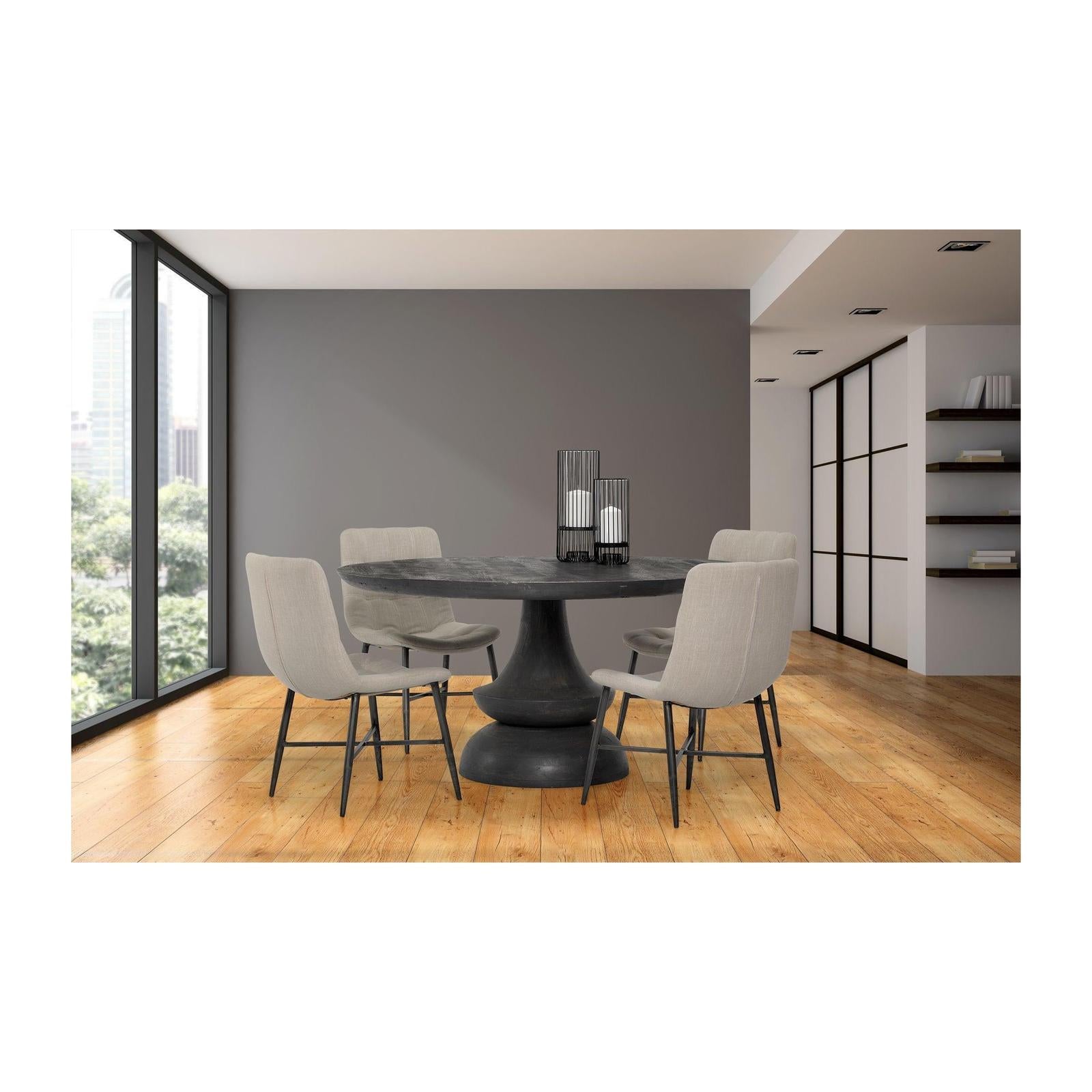 Mercana Barrow I Beige Fabric Wrap Black Metal Frame Dining Chair Clearance