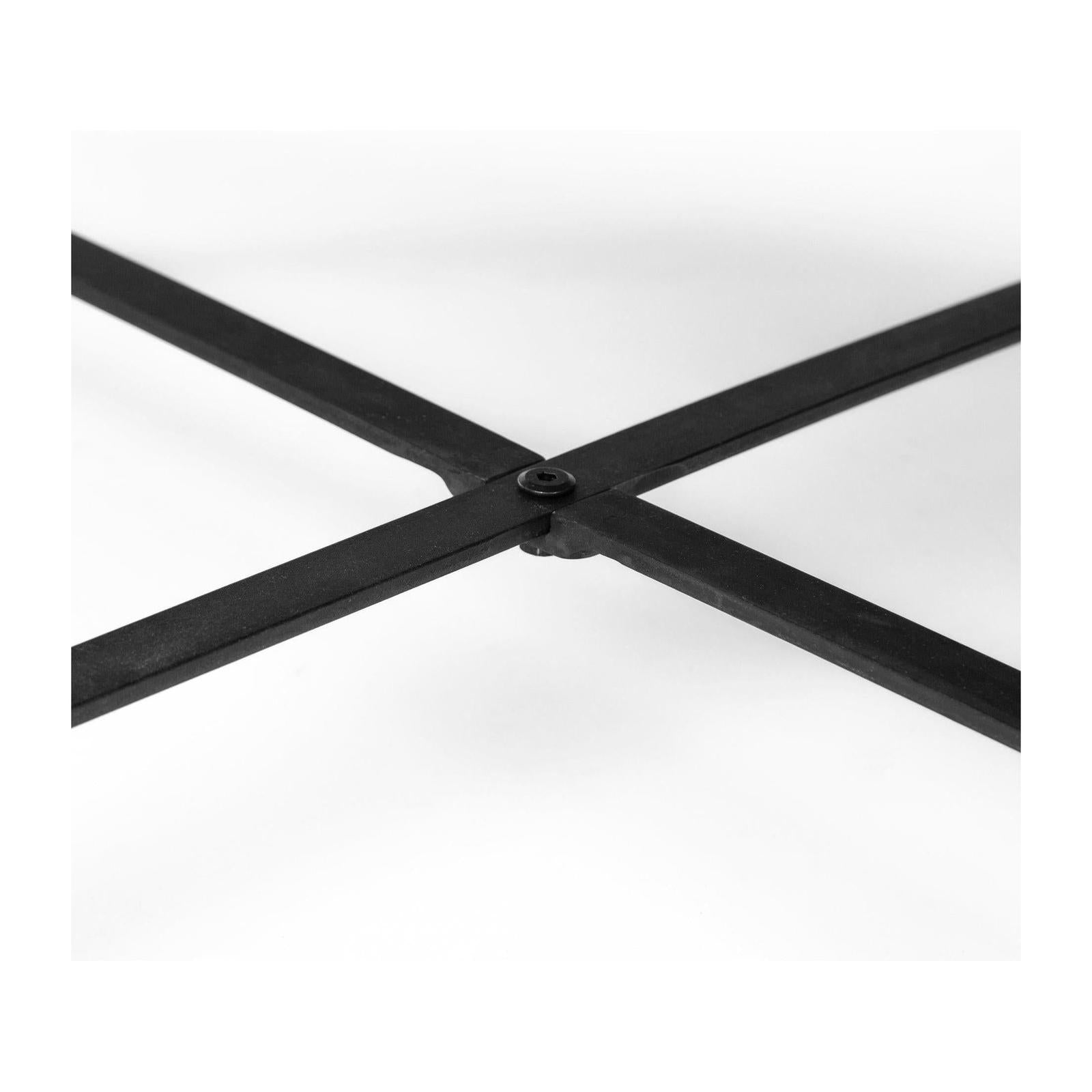 Mercana Helios Brown Solid Wood Top Black Metal Base Nesting Coffee Tables- Set of 2