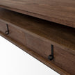 Mercana Glenn Dark Brown Wood w/ Black Iron Frame, Rectangle 3 Drawers Coffee Table