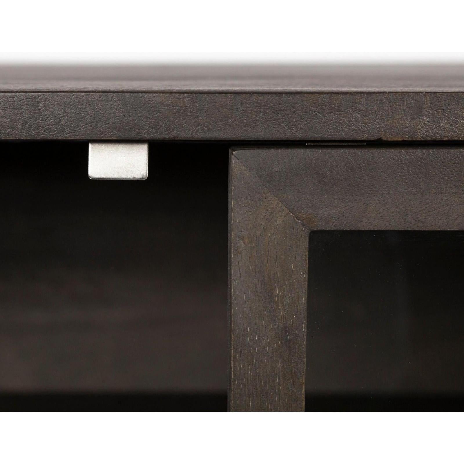 Mercana Arelius Black Metal Base w/ 4 Glass Cabinet Doors Sideboard