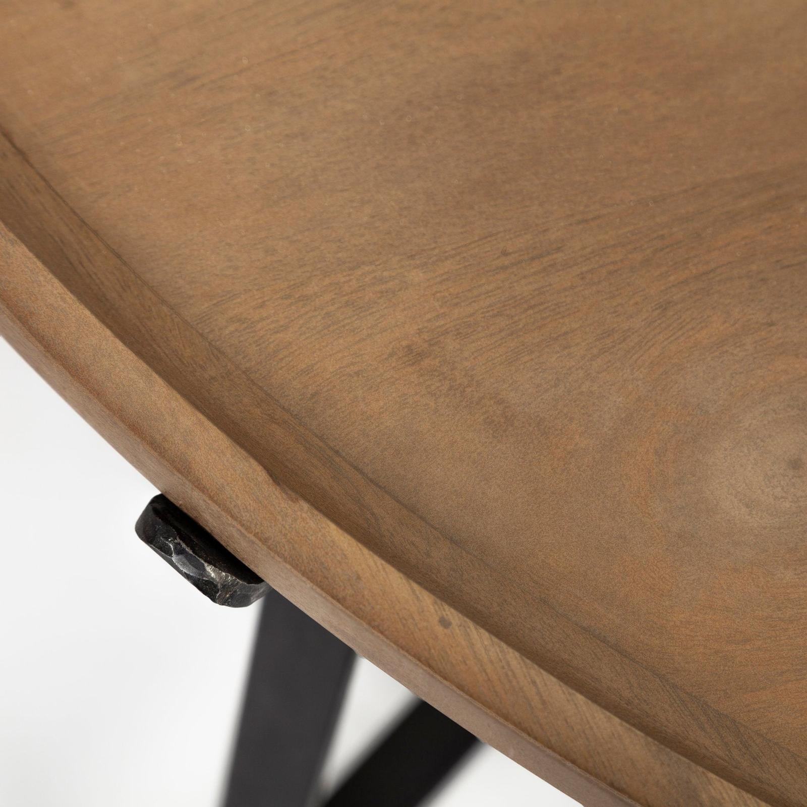 Mercana Helios Brown Solid Wood Top Black Metal Base Nesting Coffee Tables- Set of 2