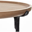 Mercana Helios Round Brown Solid Wood Iron Base Nesting End/Side Tables - Set of 2