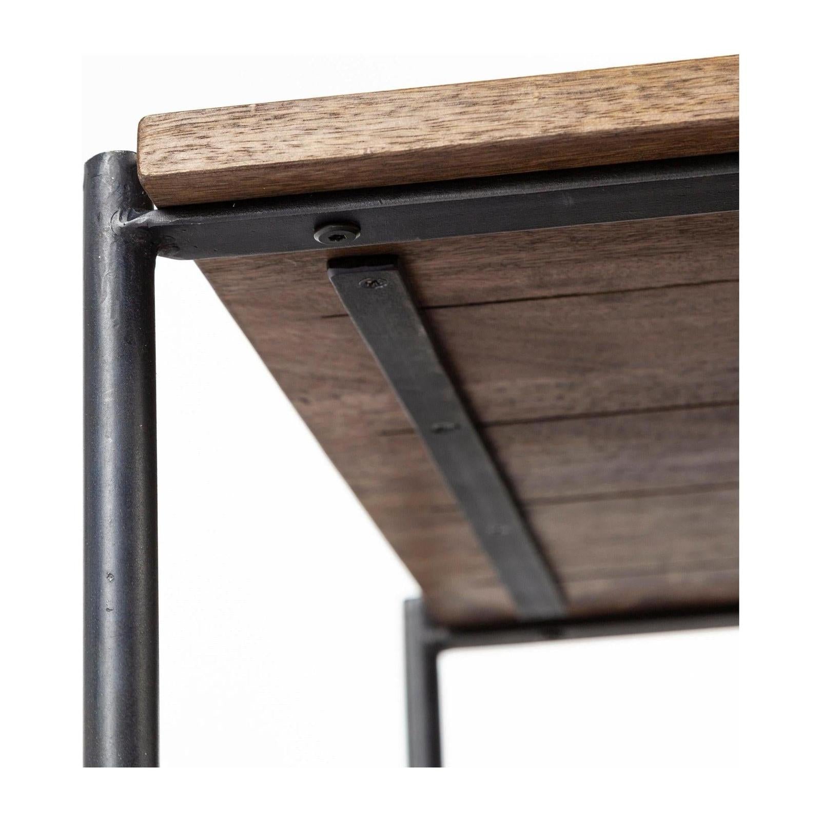 Mercana Glenn Dark Brown Wood w/ Black Iron Frame Square End/Side Table