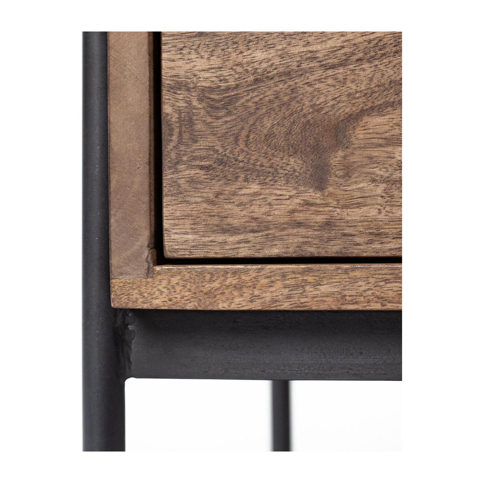 Mercana Glenn Dark Brown Wood w/ Black Iron Frame Square End/Side Table