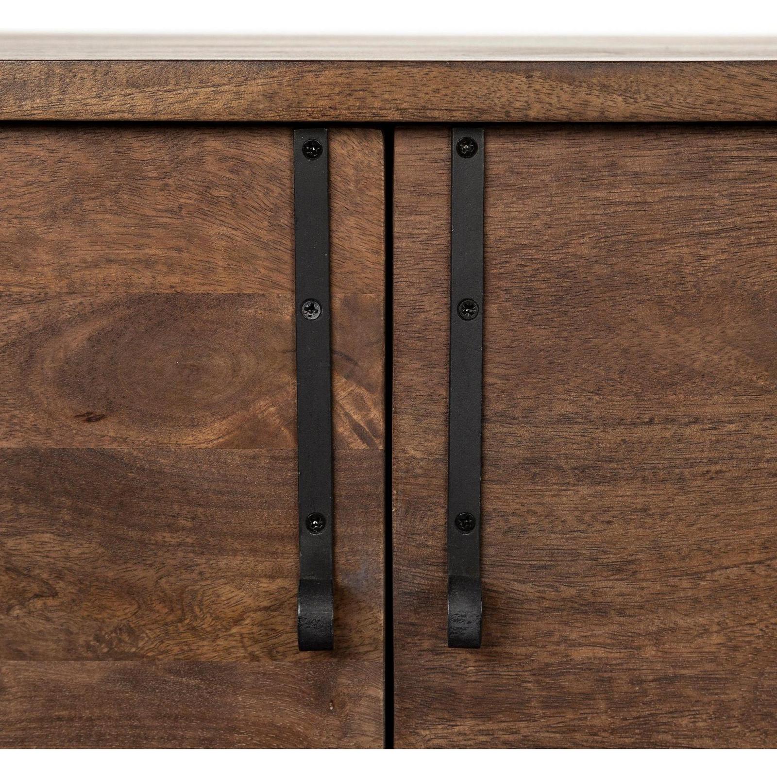 Mercana Glenn Dark Brown Wood Frame w/ Black Iron Accent, 6 Drawer, 2 Door Cabinet Sideboard