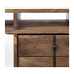 Mercana Glenn Dark Brown Wood w/ Black Iron Frame, 3 Drawer Office Desk