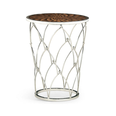 Jonathan Charles Feather Stainless Steel Round Side Table ( 495448-ZEB )