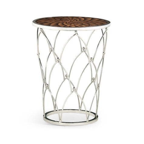 Jonathan Charles Feather Stainless Steel Round Side Table ( 495448-ZEB )