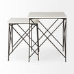 Mercana Lorlei White Marble Top W/ Gray Iron Legs End and Side Table Clearance