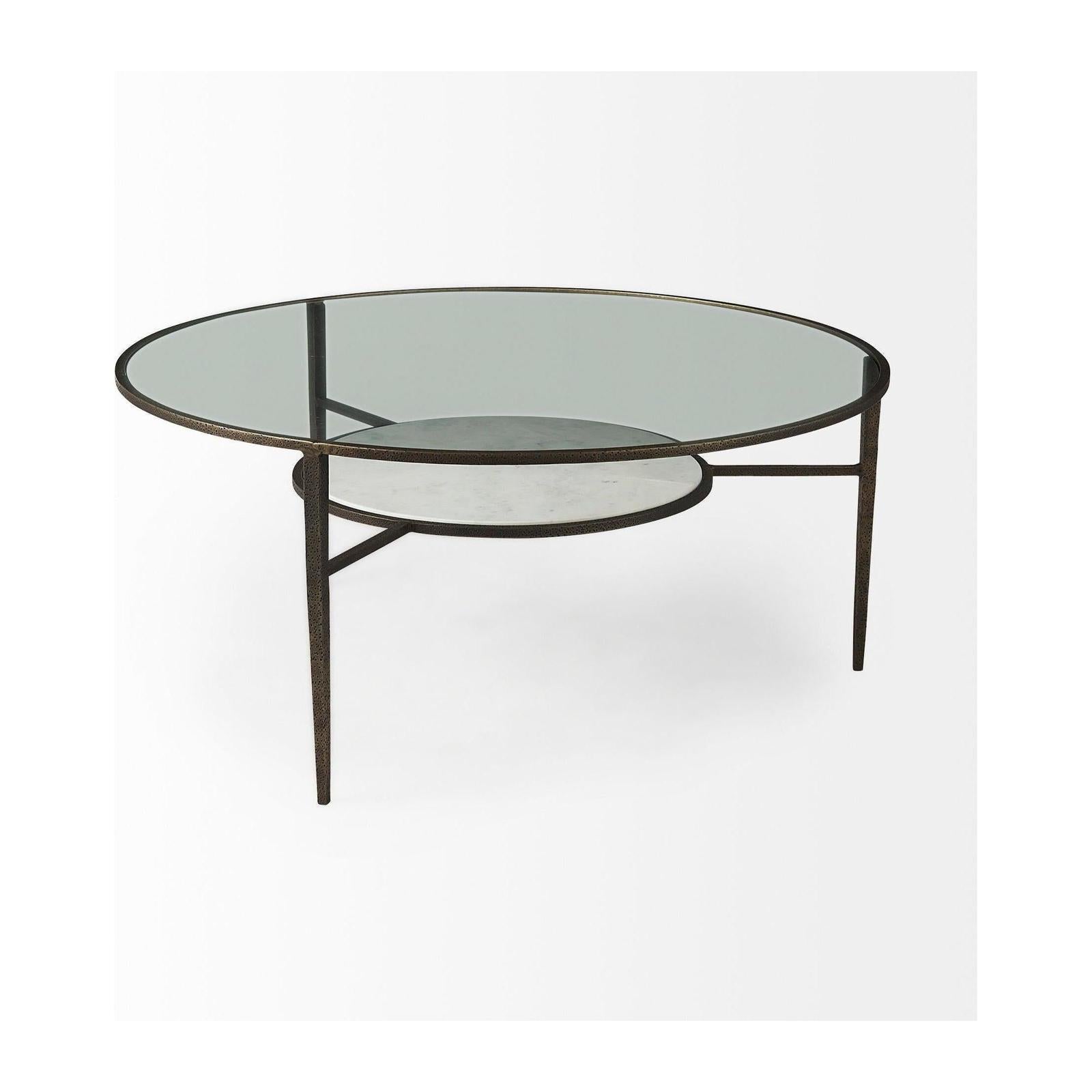 Mercana Felicity Marble Top W/Iron Frame Coffee Table Clearance