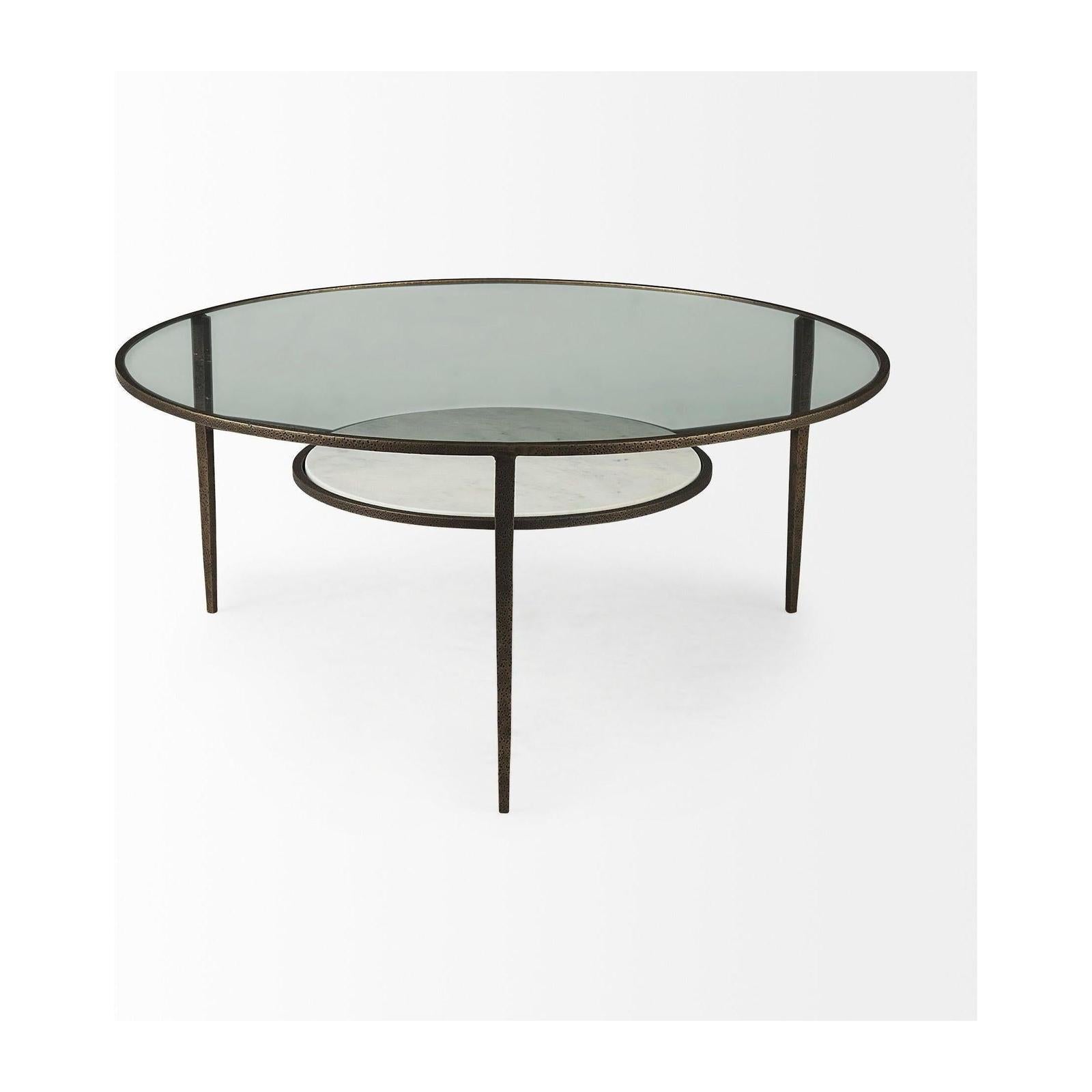 Mercana Felicity Marble Top W/Iron Frame Coffee Table Clearance