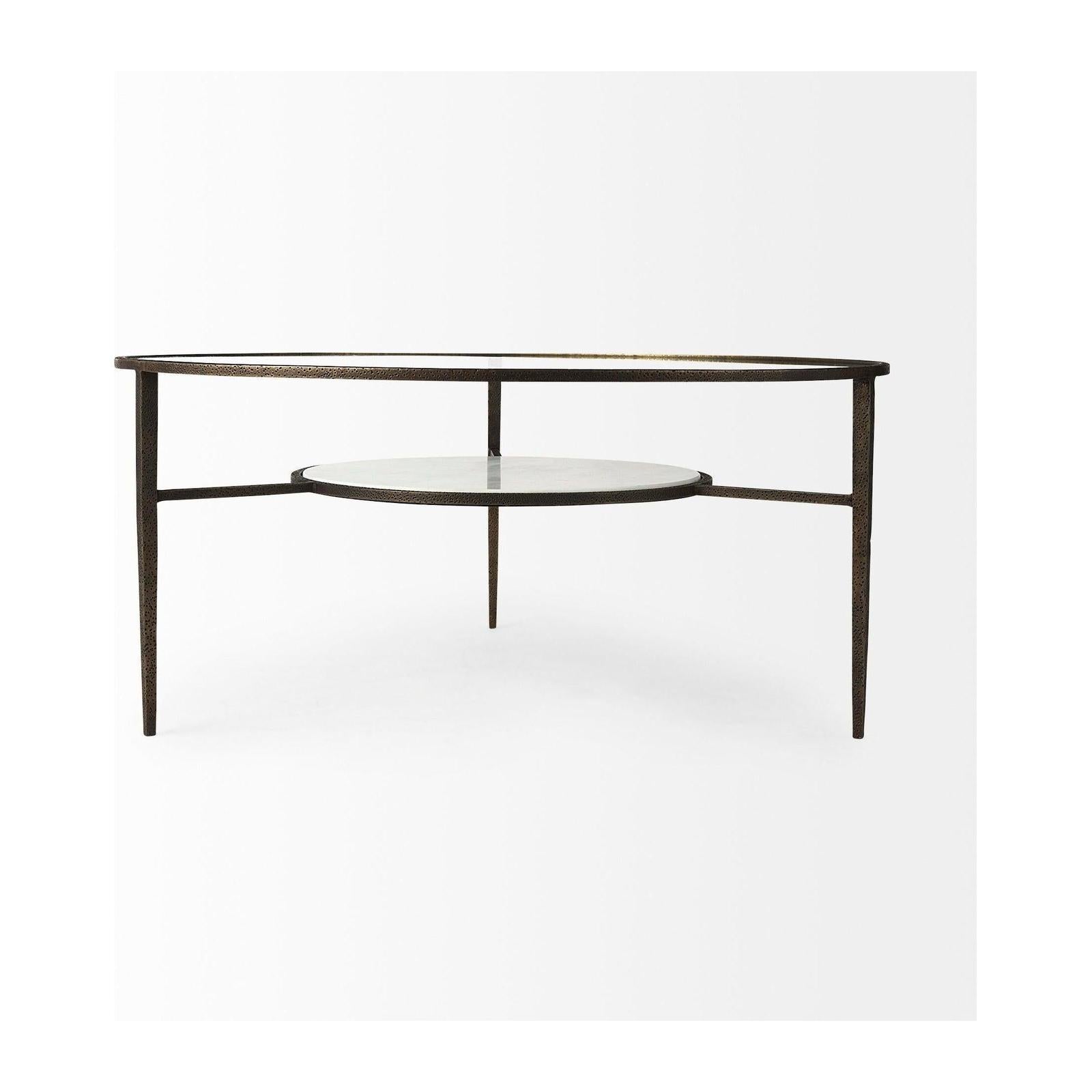Mercana Felicity Marble Top W/Iron Frame Coffee Table Clearance