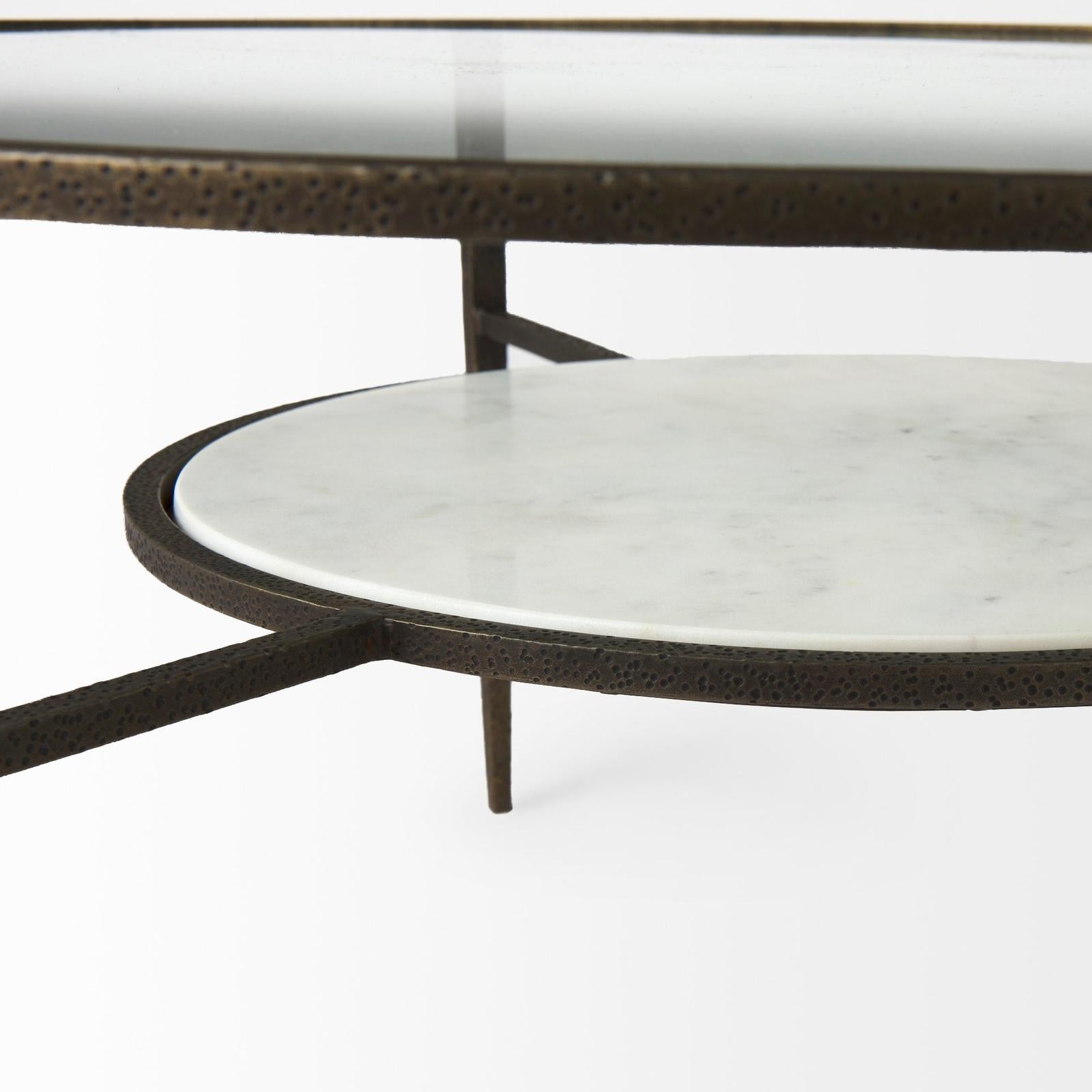 Mercana Felicity Marble Top W/Iron Frame Coffee Table Clearance
