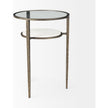 Mercana Felicity Glass Top W/ White Marble Shelf and Antique Gold Base End/Side Table