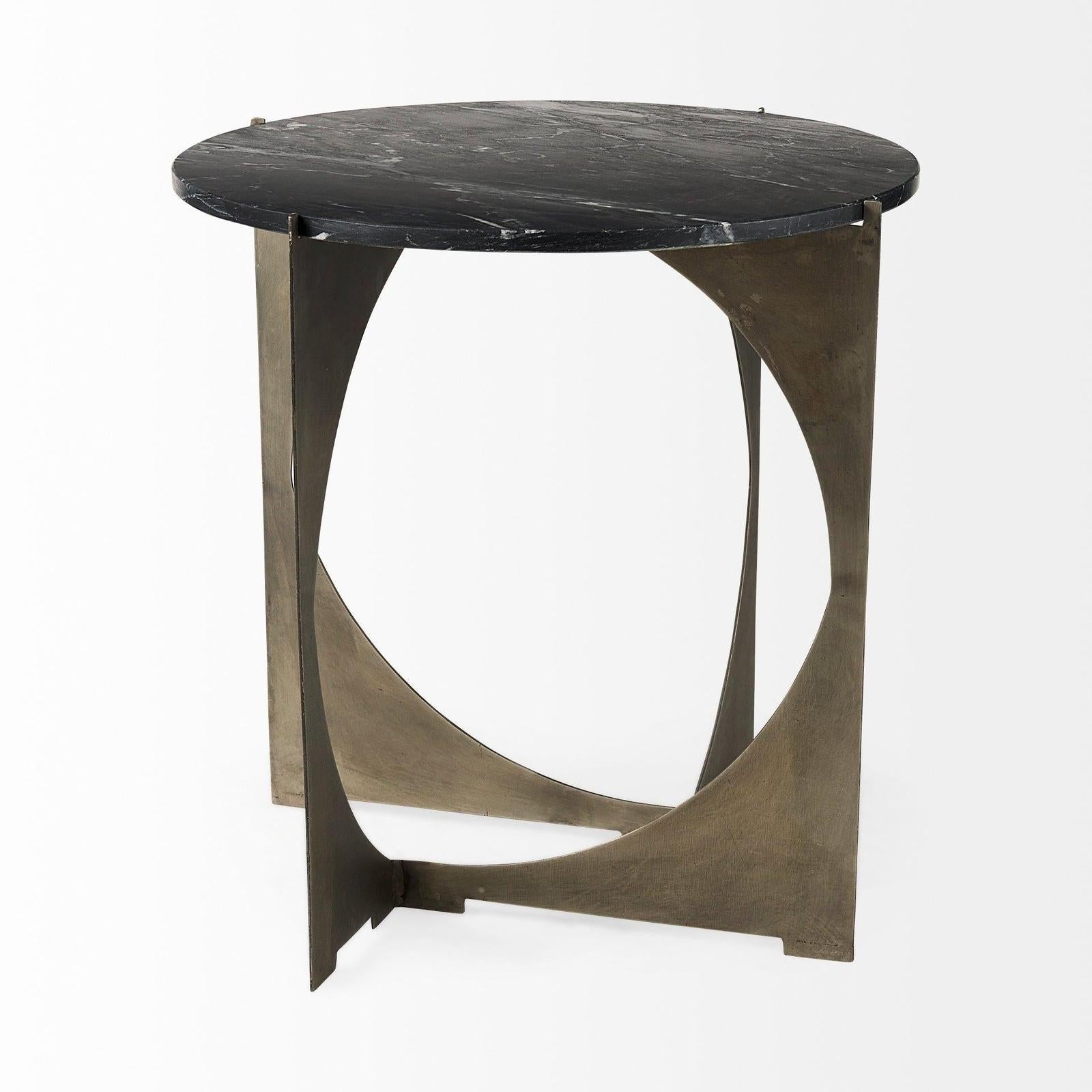Mercana Reinhold Black Marble Top Iron Side Table