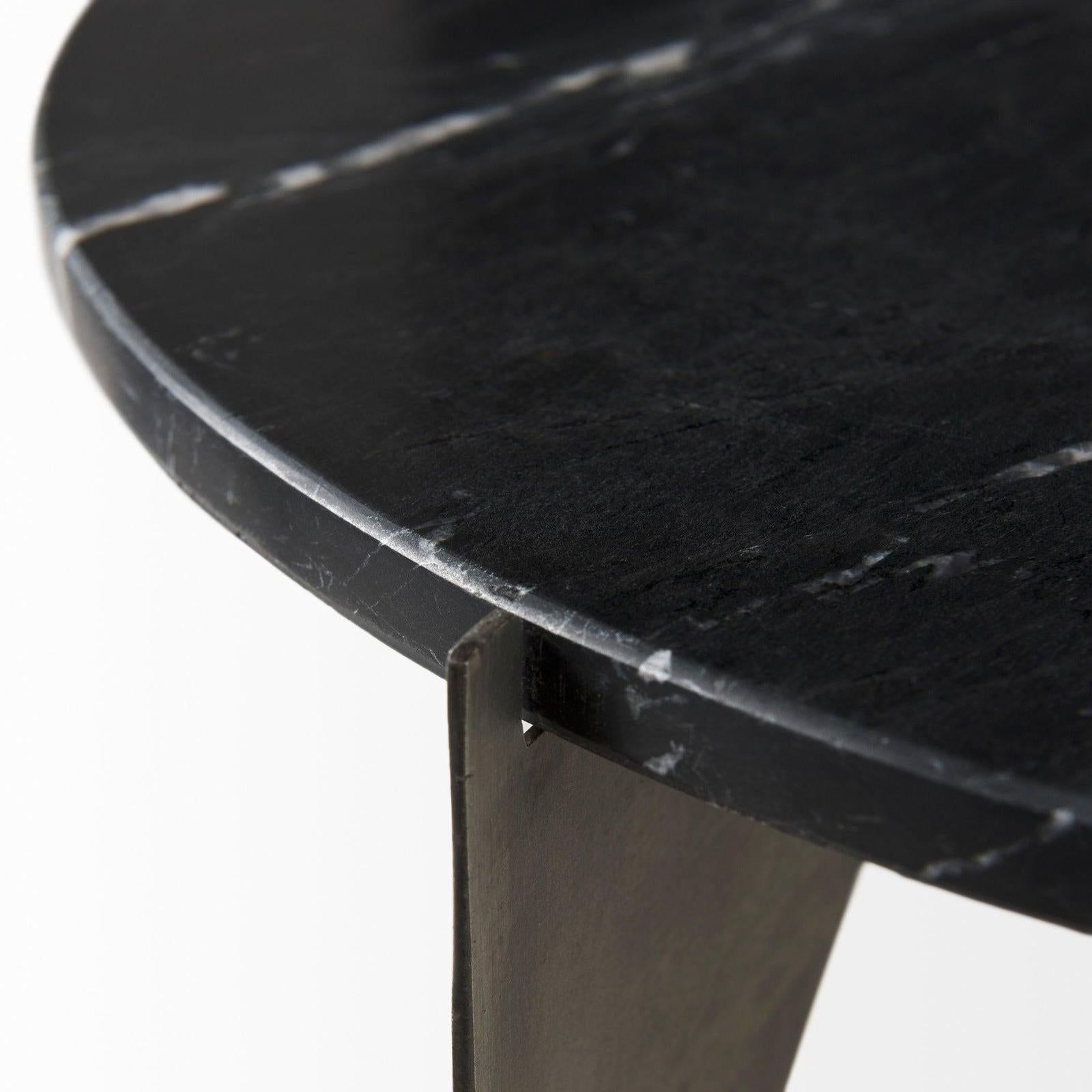Mercana Reinhold Black Marble Top Iron Side Table