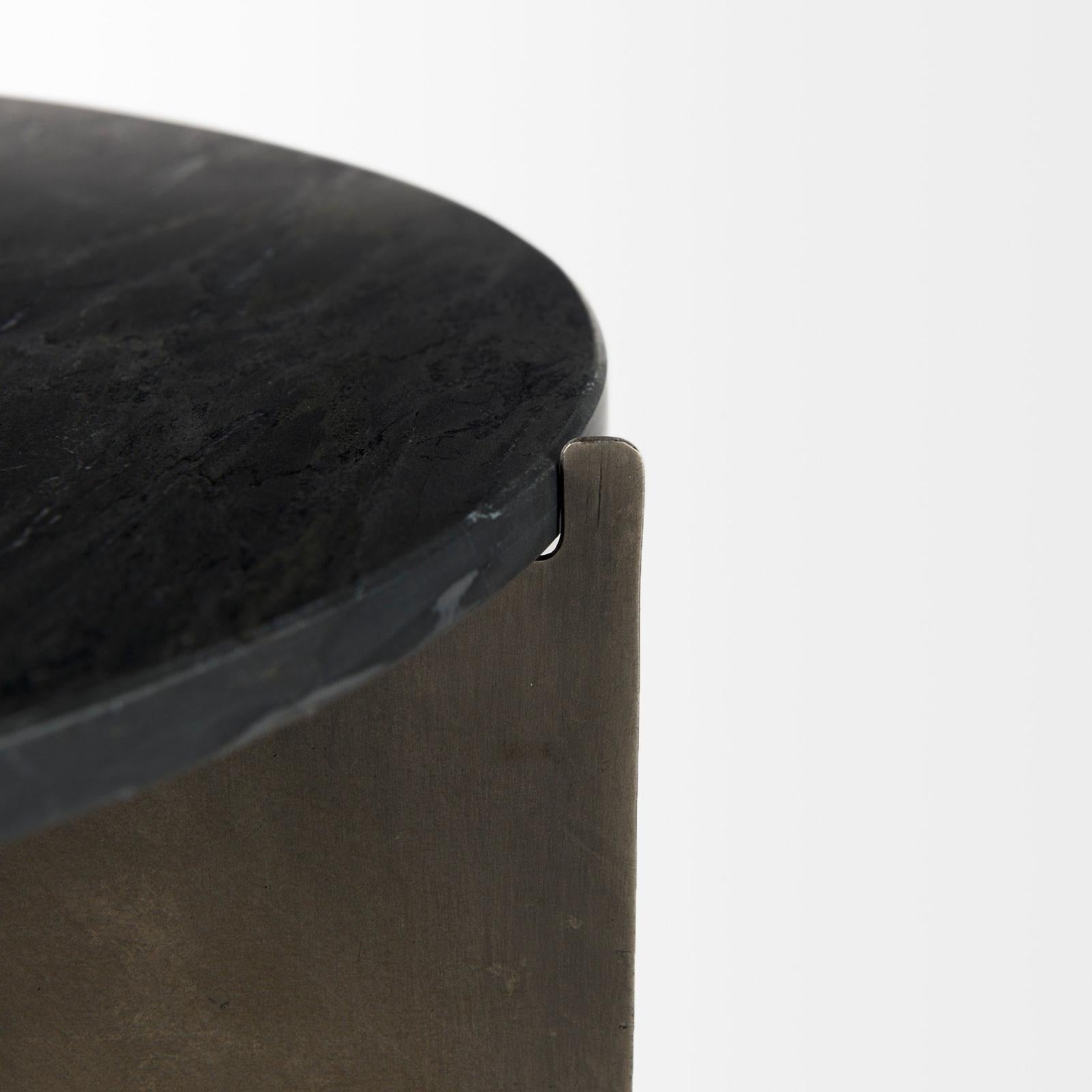 Mercana Reinhold Black Marble Top Iron Side Table