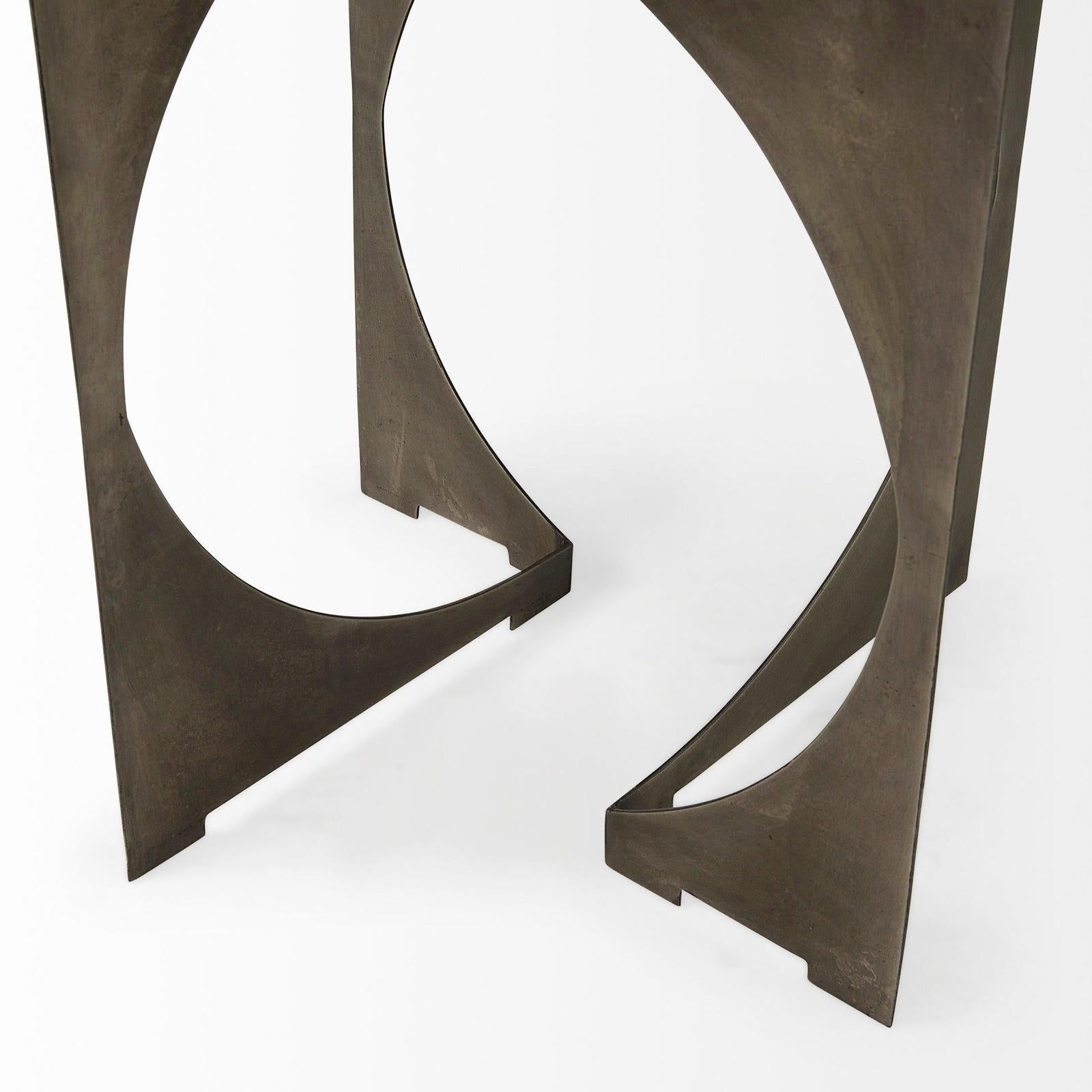 Mercana Reinhold Black Marble Top Iron Side Table