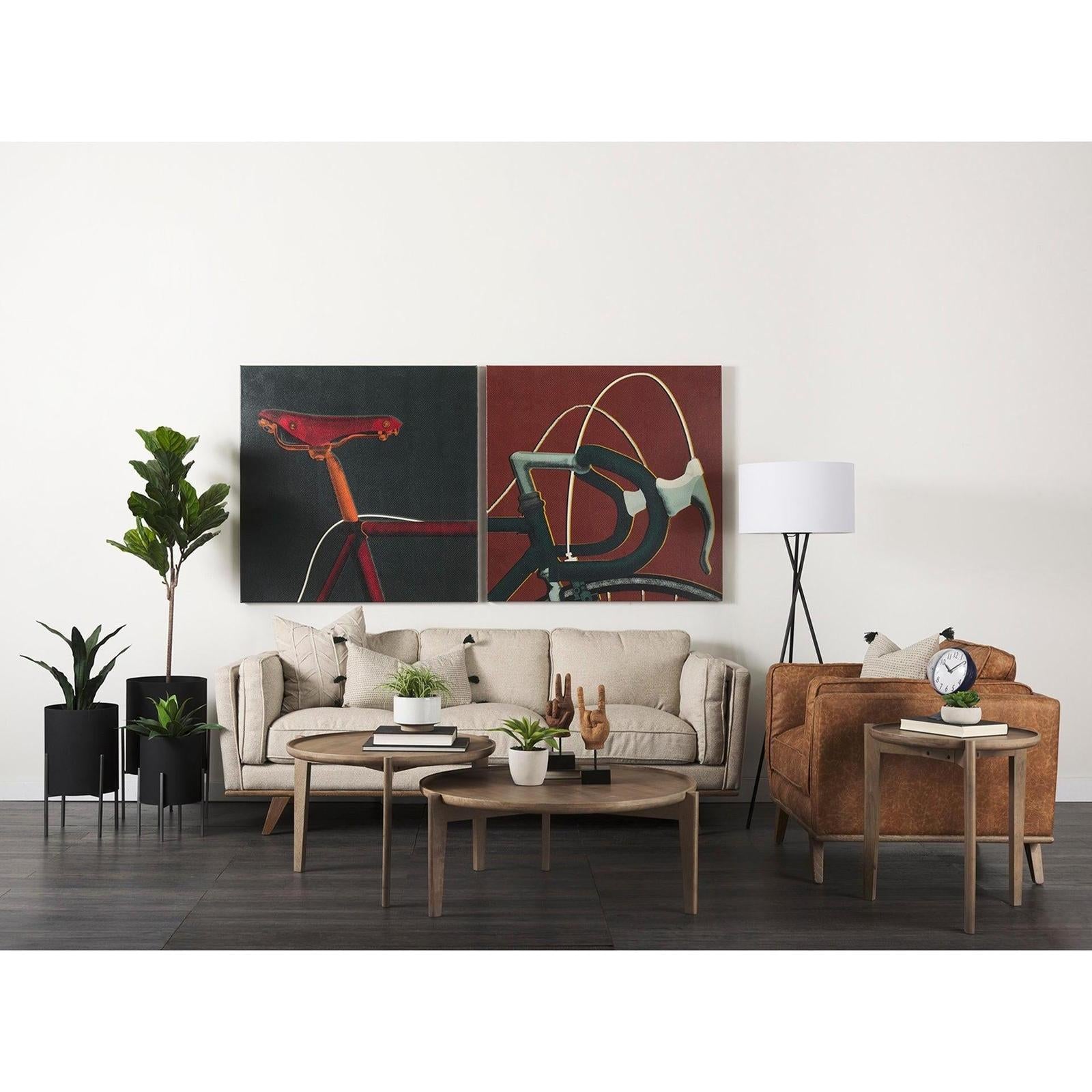 Mercana Cleaver Round Brown Solid Wood Nesting Coffee Tables- Set of 2
