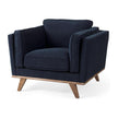 Mercana Brooks Navy Blue Fabric Chair W/ Medium Brown Wooden Legs Clearance
