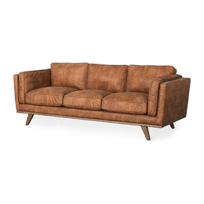 Mercana Brooks Three Seater Sofa W/ Medium Brown Wooden Legs