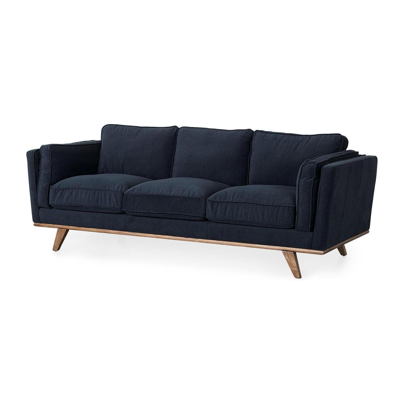 Mercana Brooks Three Seater Sofa W/ Medium Brown Wooden Legs