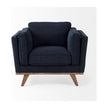 Mercana Brooks Navy Blue Fabric Chair W/ Medium Brown Wooden Legs Clearance