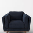 Mercana Brooks Navy Blue Fabric Chair W/ Medium Brown Wooden Legs Clearance