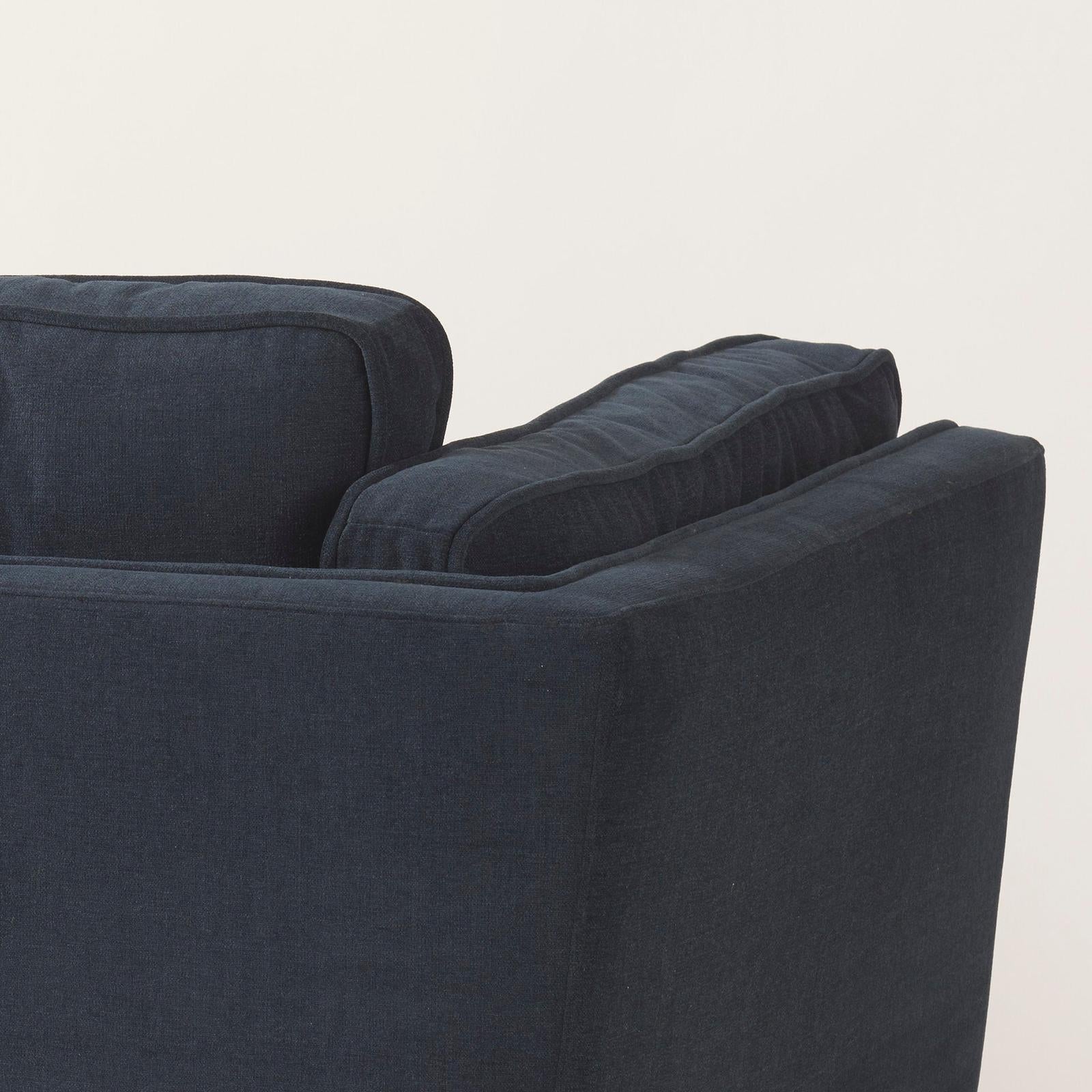 Mercana Brooks Navy Blue Fabric Chair W/ Medium Brown Wooden Legs Clearance