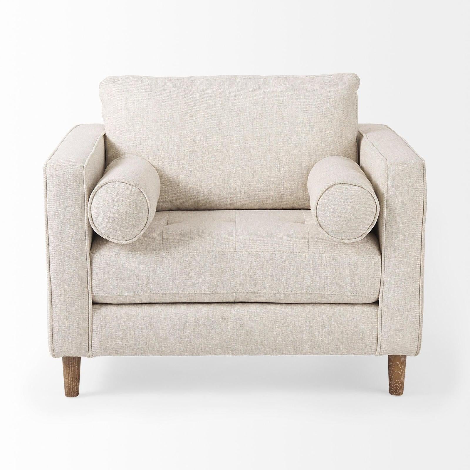 Mercana Loretta Cream Fabric Chair W/ Two Bolster Cushions Clearance