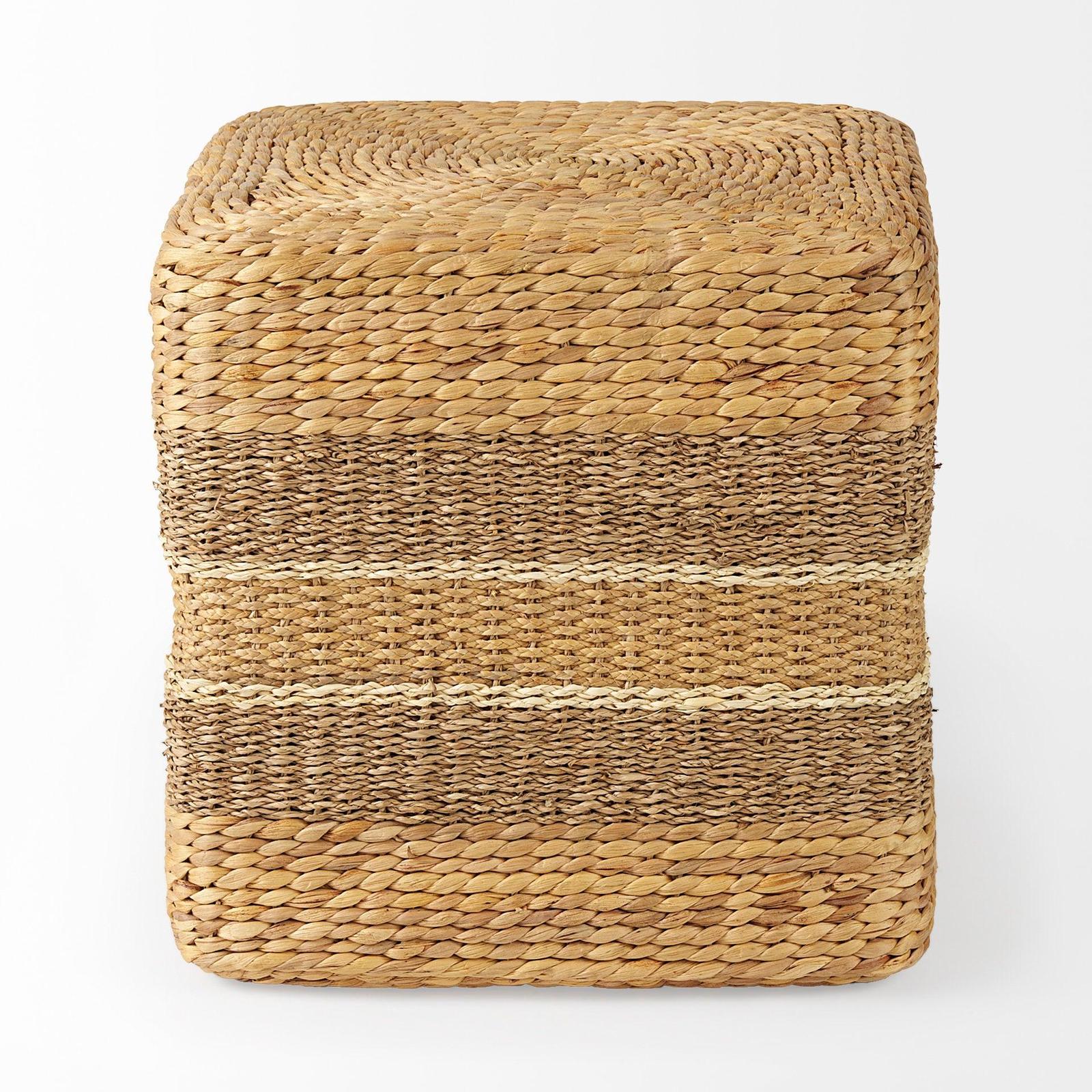 Mercana Maya Light Brown W/Medium Brown Stripes Seagrass Pouf