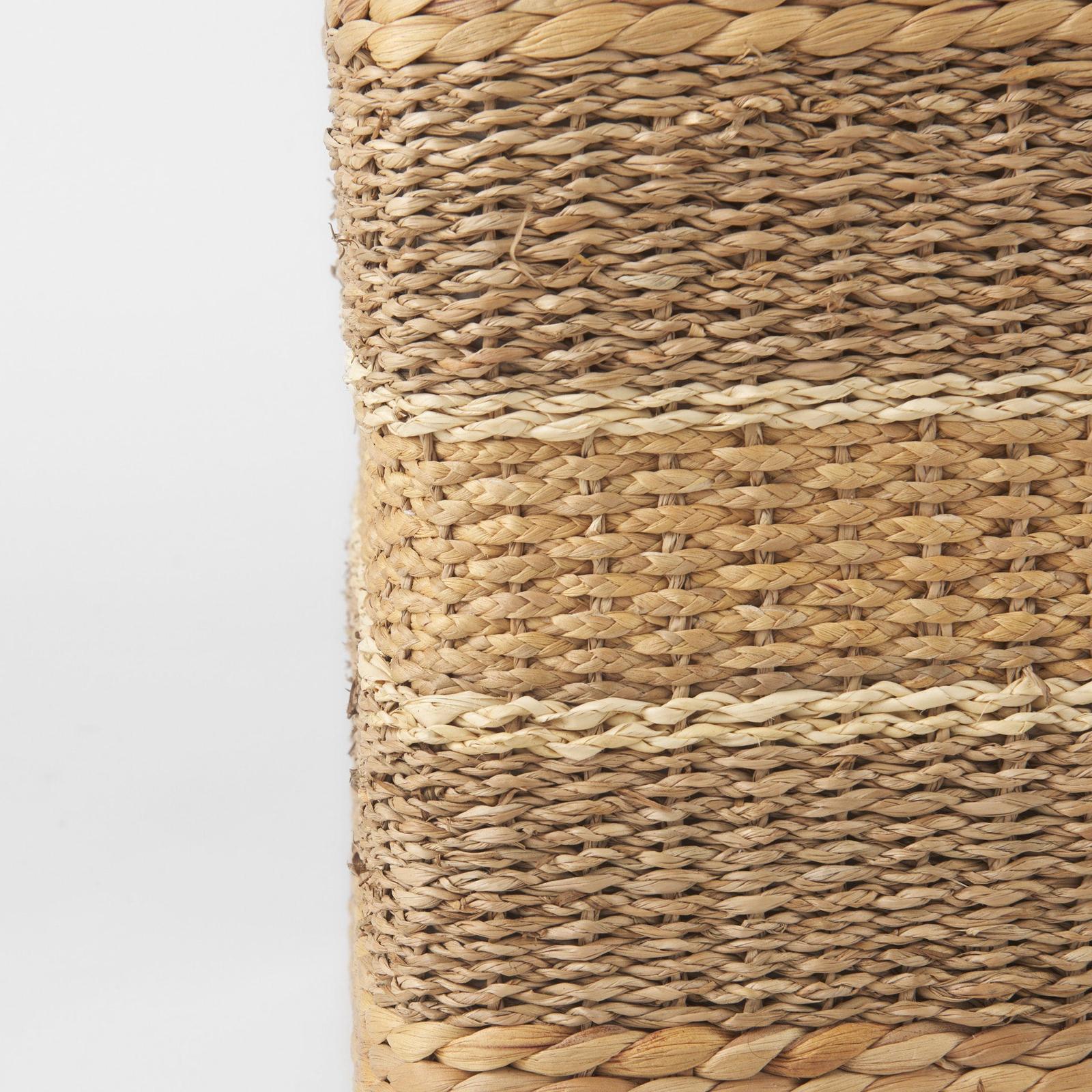 Mercana Maya Light Brown W/Medium Brown Stripes Seagrass Pouf