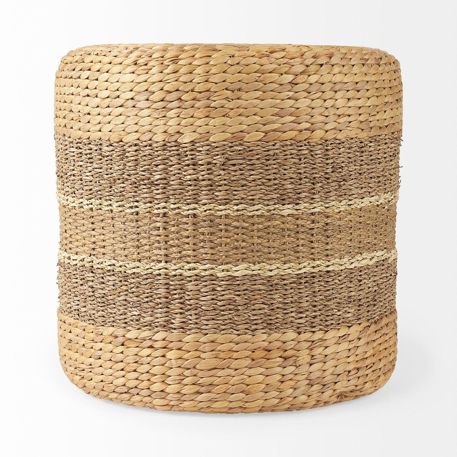 Mercana Maya Light Brown W/Medium Brown Stripes Seagrass Pouf