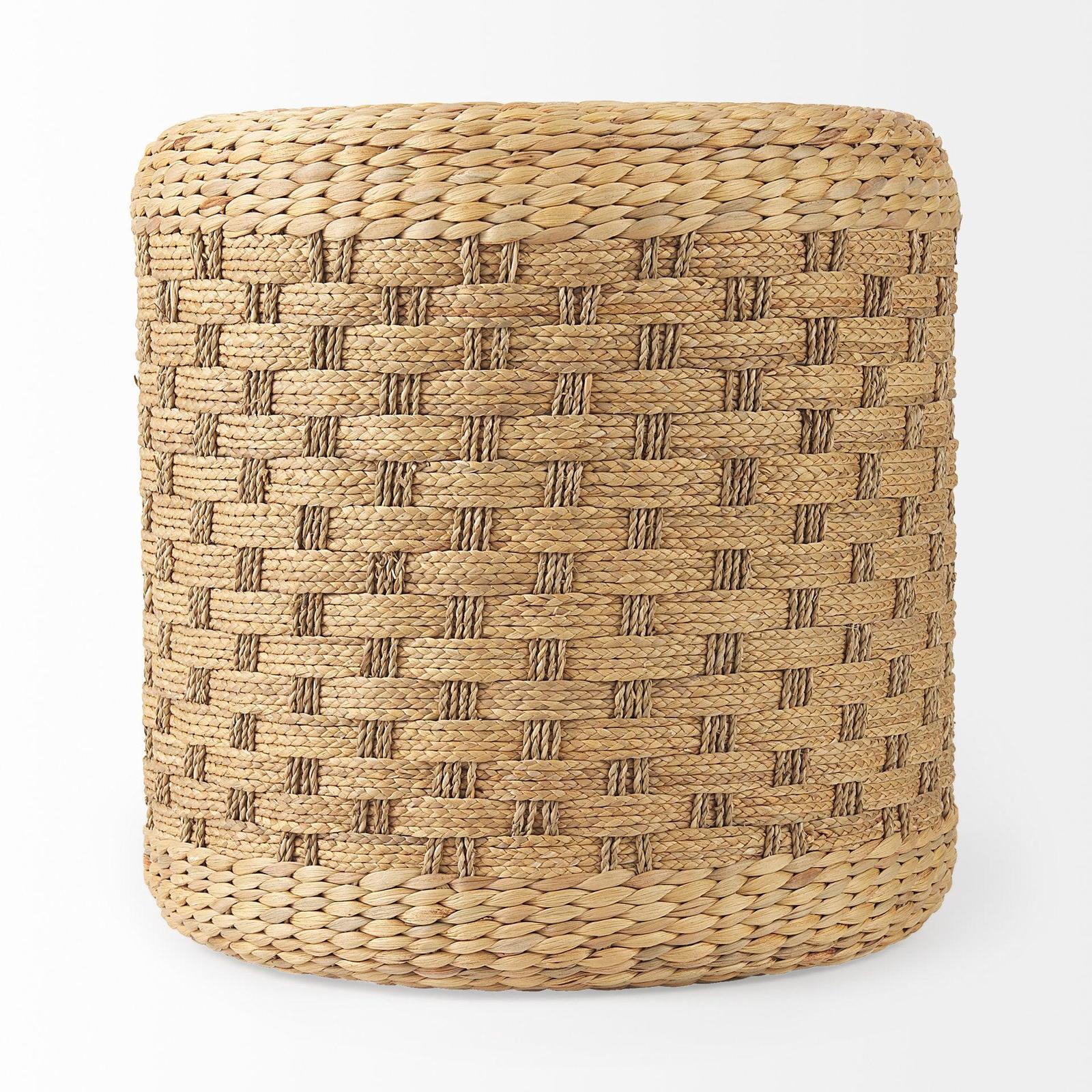 Mercana Michelle Light Brown Woven Seagrass Round Pouf