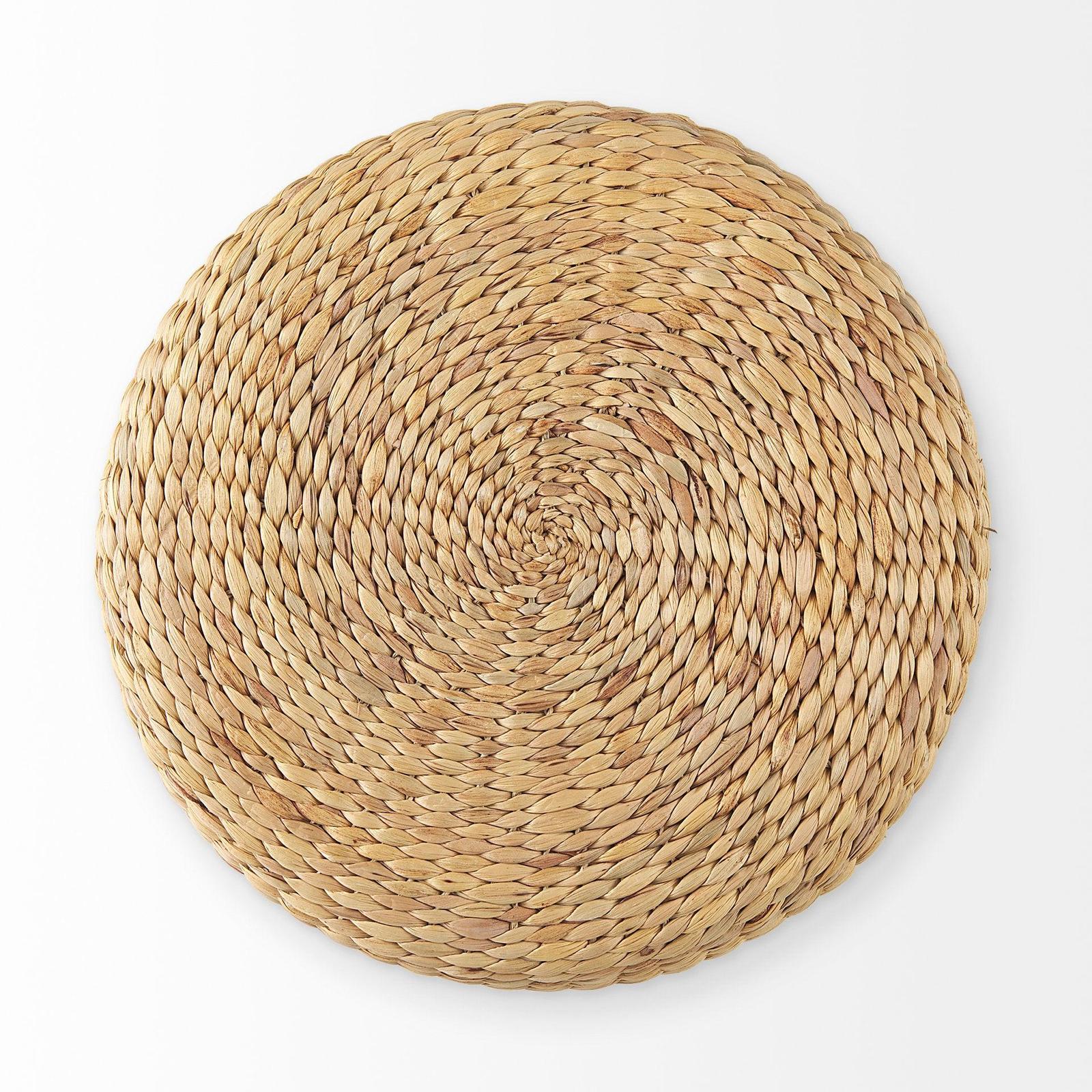Mercana Michelle Light Brown Woven Seagrass Round Pouf