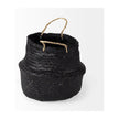 Mercana Ella Black Seagrass Basket W/ Light Brown Handles-Set of 3