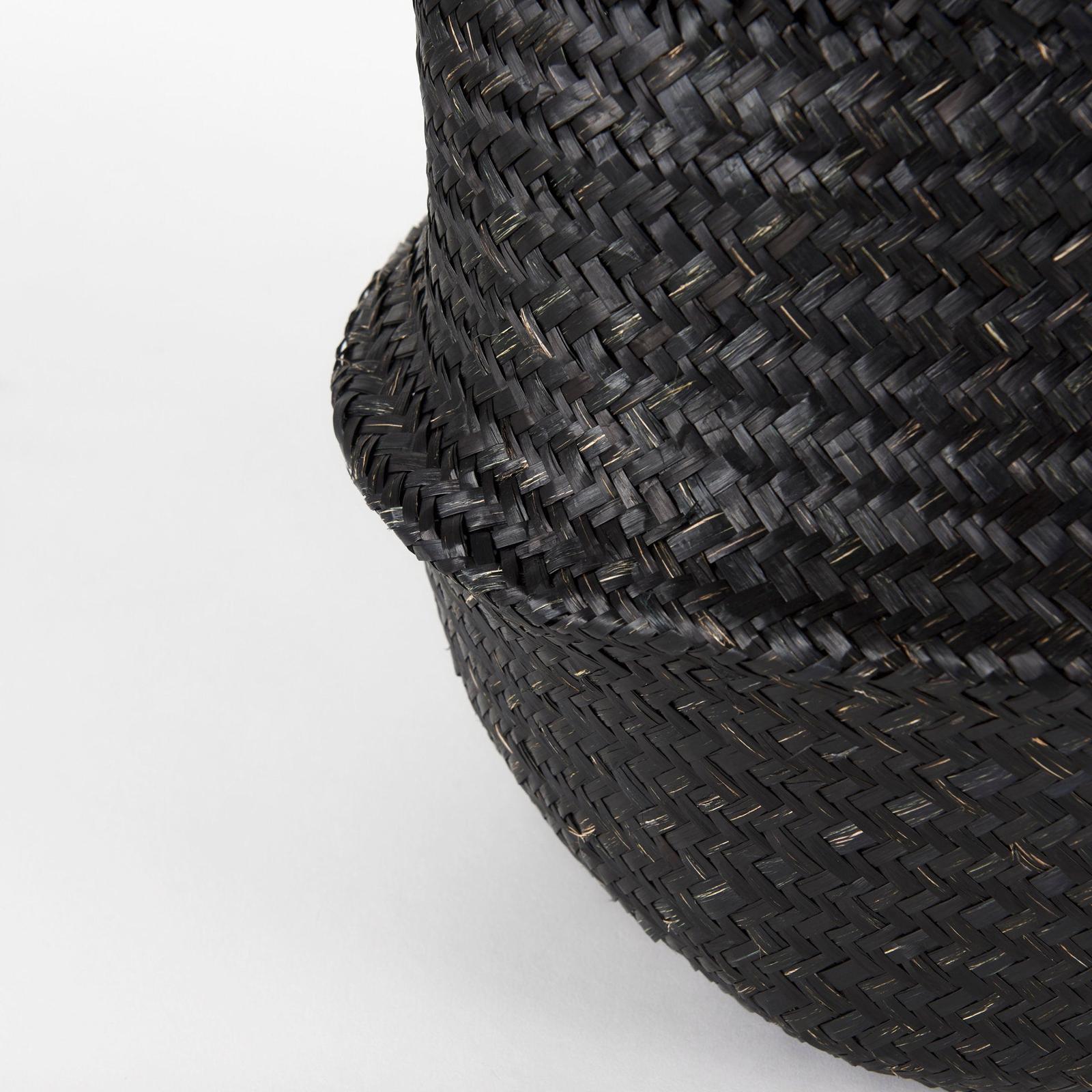 Mercana Ella Black Seagrass Basket W/ Light Brown Handles-Set of 3