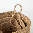 Mercana Sivan Light Brown Water Hyacinth Round Basket W/ Handles-Set of 3