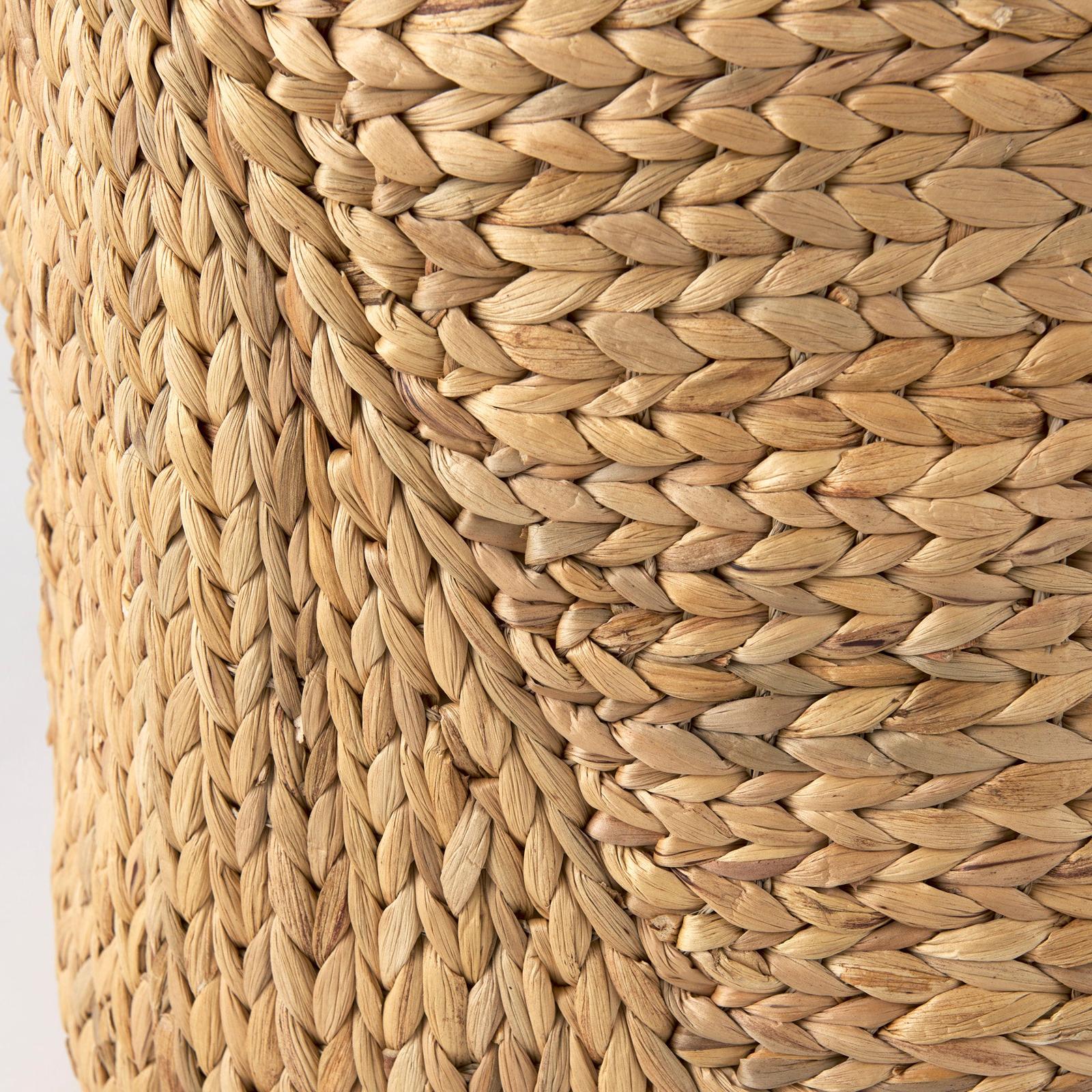 Mercana Sivan Light Brown Water Hyacinth Round Basket W/ Handles-Set of 3