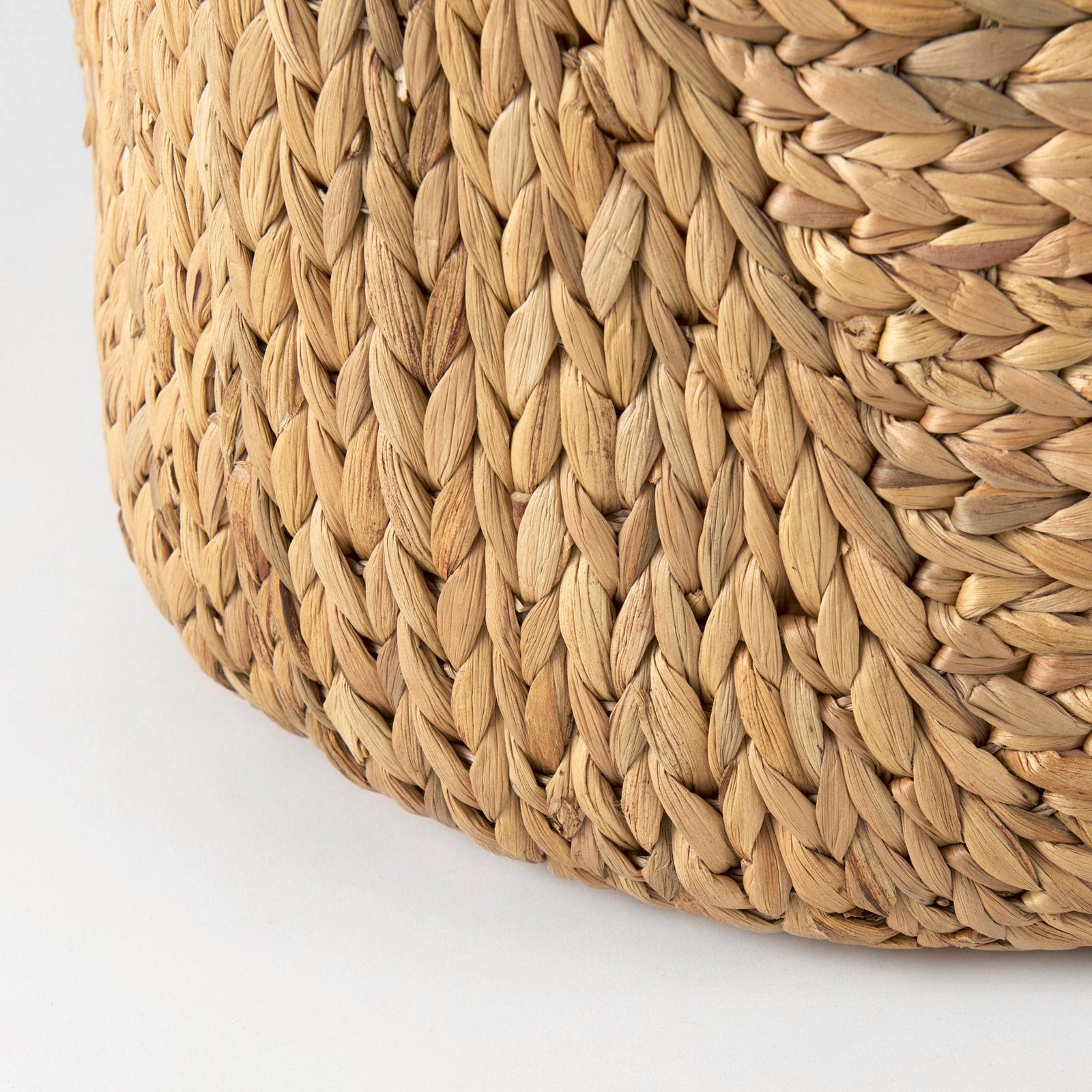 Mercana Sivan Light Brown Water Hyacinth Round Basket W/ Handles-Set of 3