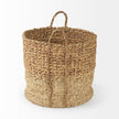Mercana Morocco Brown Two Tone Water Hyacinth and Cornhusk Round Basket W/ Handles-Set of 3 Clearance