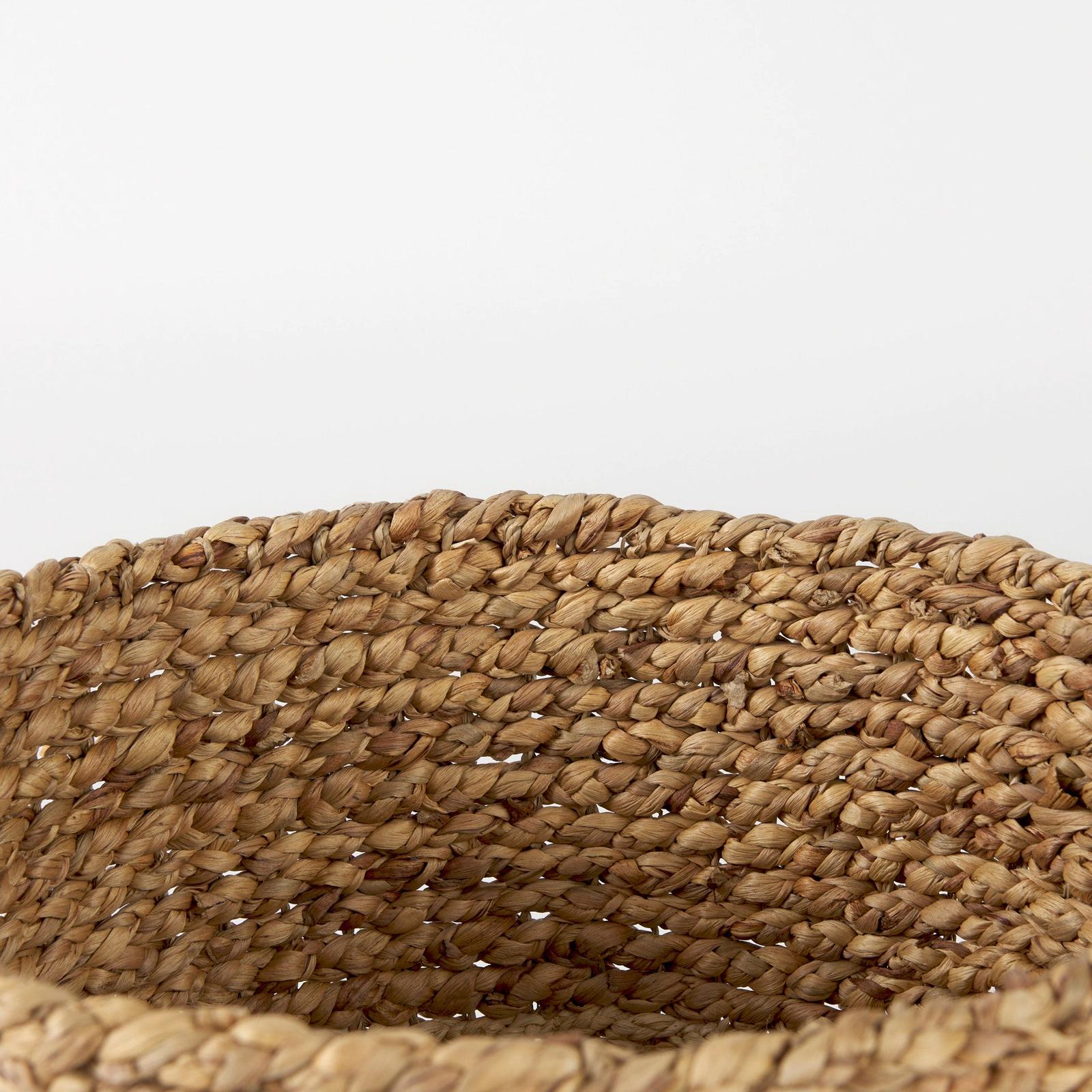 Mercana Morocco Brown Two Tone Water Hyacinth and Cornhusk Round Basket W/ Handles-Set of 3 Clearance