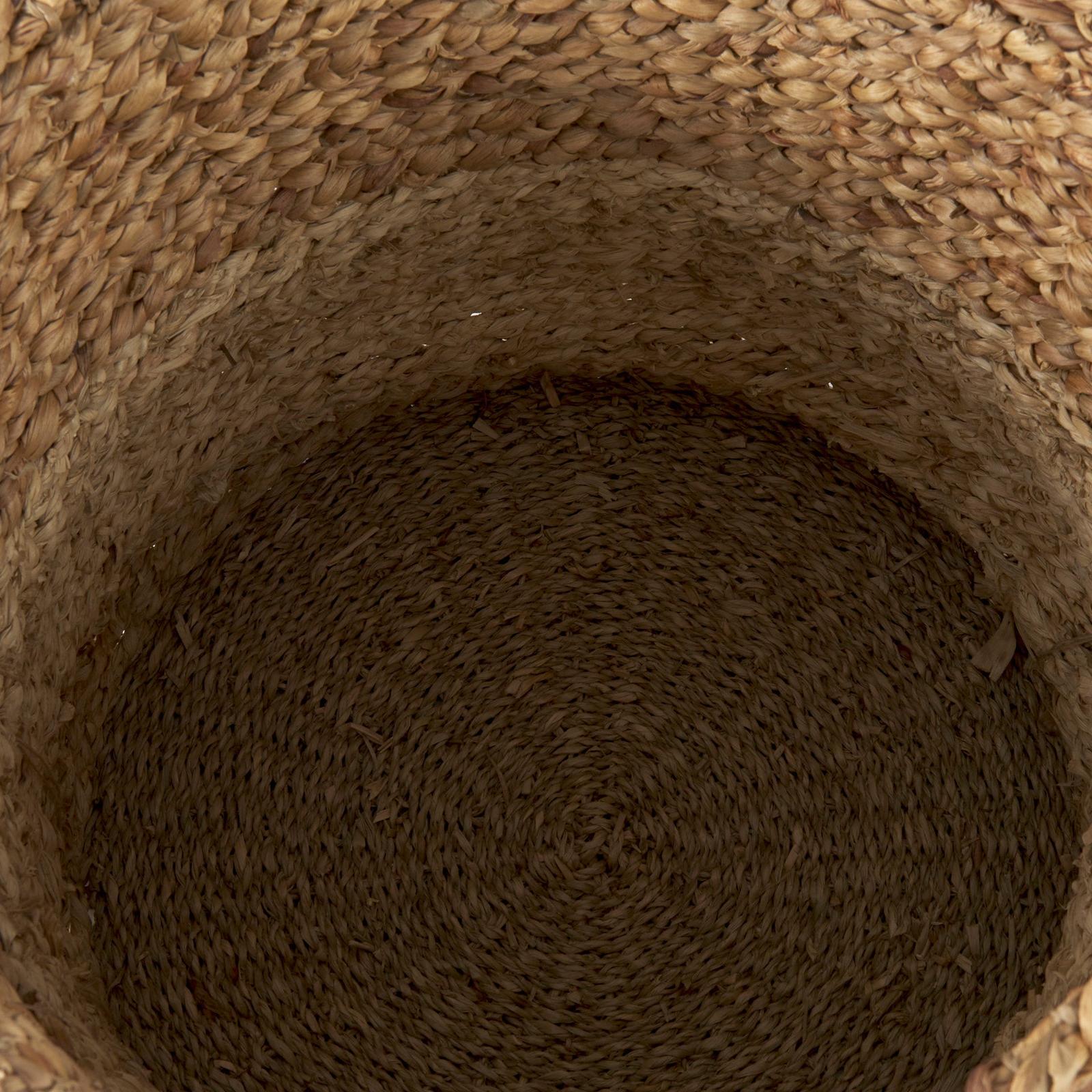 Mercana Morocco Brown Two Tone Water Hyacinth and Cornhusk Round Basket W/ Handles-Set of 3 Clearance